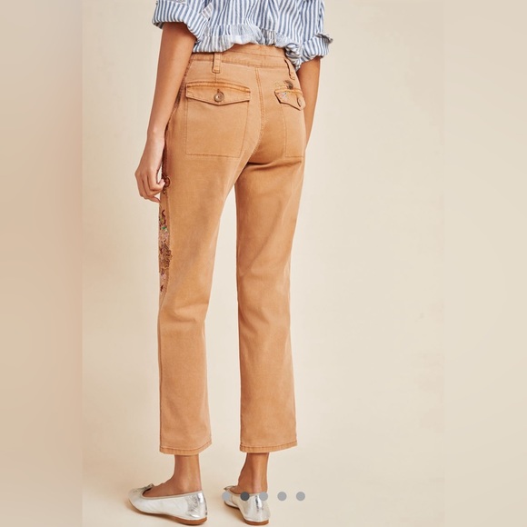 Anthropologie Embroidered Cargo pant Size 25 - Picture 2 of 6
